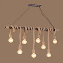 DecorBites™ Farmhouse Exposed Bulb Pendant Light with Wood Hemp Rope - Ideal for Restaurants