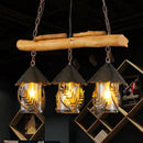 Rustic leaf lantern island lighting dining room wooden beam pendant