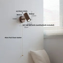 Rustic led walnut wood wall sconce – bedroom pull chain light