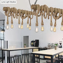Rustic lodge industrial bamboo island light kitchen rope chandelier