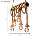 Rustic lodge industrial bamboo island light kitchen rope chandelier