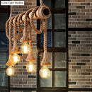 Rustic lodge industrial bamboo island light kitchen rope chandelier
