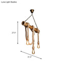 Rustic lodge industrial bamboo island light kitchen rope chandelier