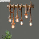 Rustic lodge industrial bamboo island light kitchen rope chandelier