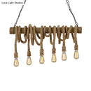 Rustic lodge industrial bamboo island light kitchen rope chandelier