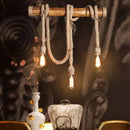 Rustic lodge industrial bamboo island light kitchen rope chandelier