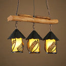 Rustic loft lantern suspension – dining room wooden beam light