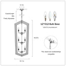 Rustic Modern Hanging Light Living Room with 12 Bulbs and Silver Finish