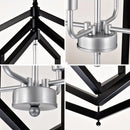 Rustic Modern Hanging Light Living Room with 12 Bulbs and Silver Finish