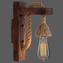DecorBites™ L-Shaped Wooden Lantern Wall Light with Rope Arm - Perfect Farmhouse Bedroom Lighting