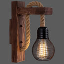 DecorBites™ L-Shaped Wooden Lantern Wall Light with Rope Arm - Perfect Farmhouse Bedroom Lighting