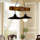 Rustic scalloped hanging lamp black & bamboo dining room light