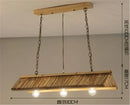 Rustic slatted wood bamboo pendant chandelier kitchen lighting