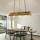 Rustic slatted wood bamboo pendant chandelier kitchen lighting