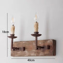 Rustic solid wood retro wall light bedroom candle sconce