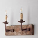 Rustic solid wood retro wall light bedroom candle sconce