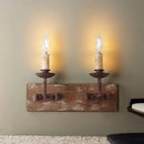 Rustic solid wood retro wall light bedroom candle sconce