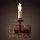Rustic solid wood retro wall light bedroom candle sconce