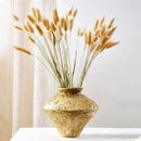 Rustic textured golden vase resin handicraft – living room decor