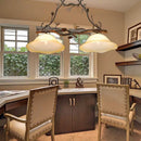 DecorBites™ Rustic Scalloped Opal Glass Island Pendant - 2 Light Bedroom Lamp in Beige