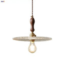 Rustic walnut and brass cullet glass led pendant dining room light