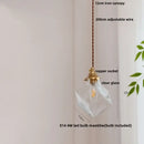 Rustic walnut and brass cullet glass led pendant dining room light