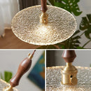 Rustic walnut and brass cullet glass led pendant dining room light