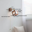 Rustic walnut and brass glass wall light fixture bedroom sconce