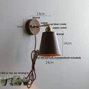Rustic walnut and brass glass wall light fixture bedroom sconce