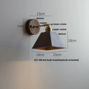 Rustic walnut and brass glass wall light fixture bedroom sconce