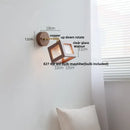 Rustic walnut and brass glass wall light fixture bedroom sconce