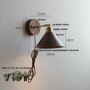 Rustic walnut and brass glass wall light fixture bedroom sconce