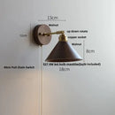 Rustic walnut and brass glass wall light fixture bedroom sconce