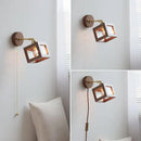 Rustic walnut and brass glass wall light fixture bedroom sconce