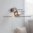 Rustic walnut and brass glass wall light fixture bedroom sconce