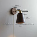 Rustic walnut and brass glass wall light fixture bedroom sconce