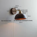 Rustic walnut and brass glass wall light fixture bedroom sconce