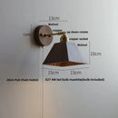 Rustic walnut and brass glass wall light fixture bedroom sconce