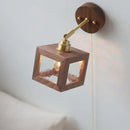Rustic walnut and brass glass wall light fixture bedroom sconce
