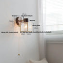 Rustic walnut and brass led wall lamp dining room sconce