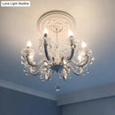 DecorBites™ Rustic Metal Candle Suspension Lamp with Crystal Draping - White Corridor Chandelier