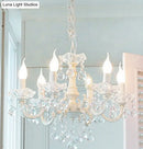DecorBites™ Rustic Metal Candle Suspension Lamp with Crystal Draping - White Corridor Chandelier