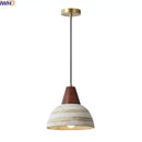 Rustic white & wood ceramic pendant light – kitchen led hanging lamp