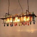 Rustic wine bottle iron led pendant chandelier for kitchen bar