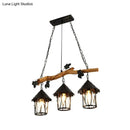 Rustic wood and black lantern kitchen island light e26 e27 light