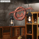 Rustic wood and black lantern pendant lamp dining room island light