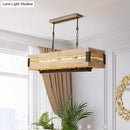 Rustic wood and black metal island pendant – dining room hanging lamp