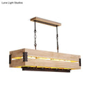 Rustic wood and black metal island pendant – dining room hanging lamp