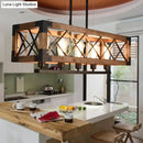 Rustic wood and black metal rectangle pendant light dining room