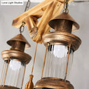 Rustic wood and bronze 4-light island fixture kitchen chandelier